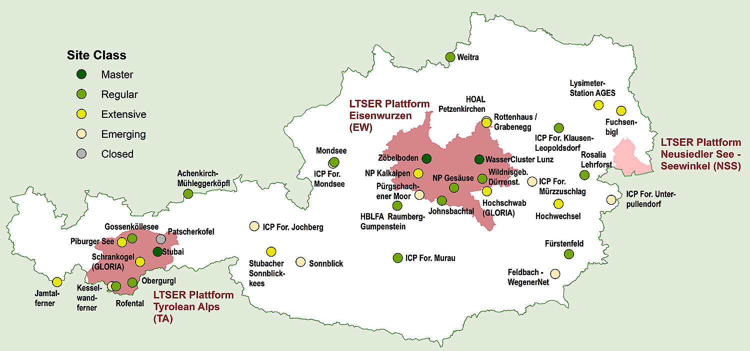 Karte Standorte LTER Austria