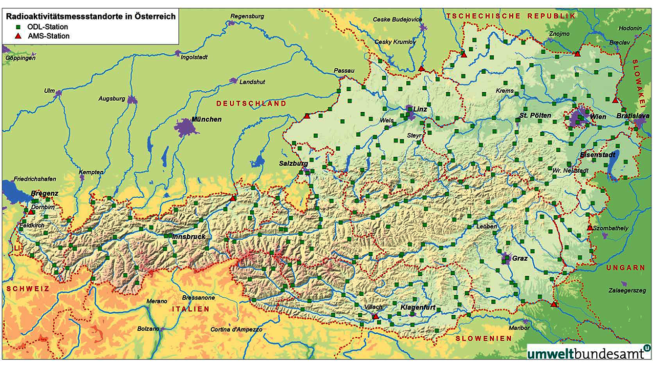 Radioaktivitätsmessstandorte in Österreich