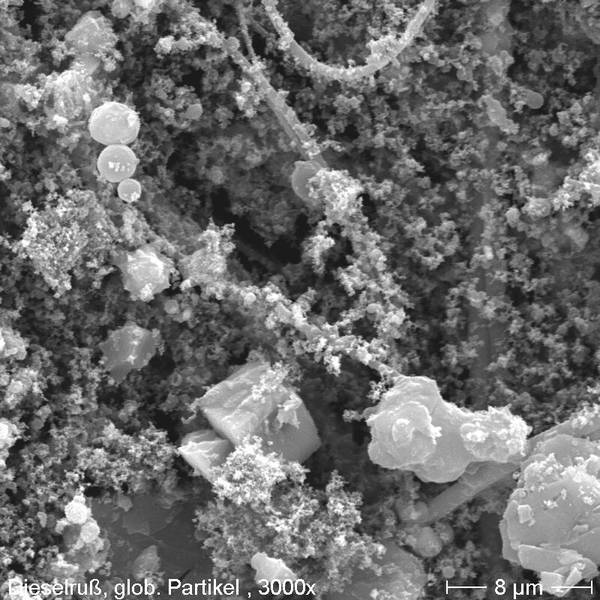 Aufnahme von PM10 mit dem Rasterelektronenmikroskop